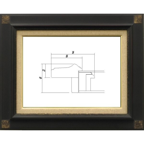 額縁 油絵/油彩額縁 木製フレーム 7722 サイズ P8号 鉄黒 ブラック拍卖