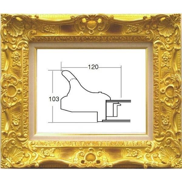 額縁 油絵/油彩額縁 成型フレーム 7874 F12号 ゴールド 金拍卖