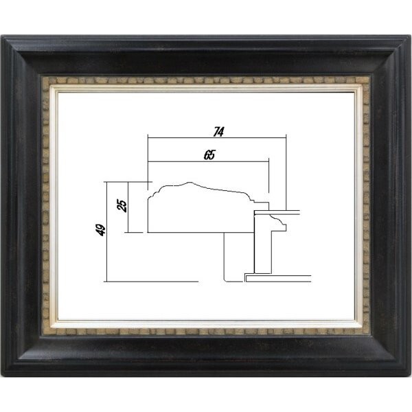 油絵/油彩額縁 木製フレーム 高級額縁 アクリル付 7100 サイズ F30号 鉄黒 ブラック拍卖
