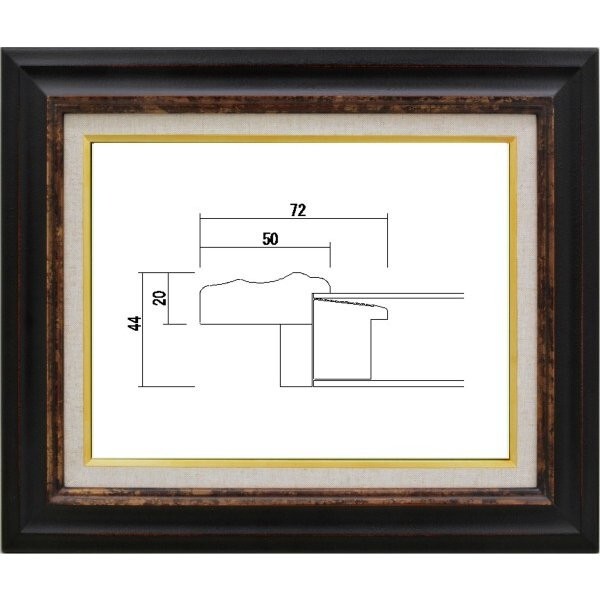 額縁 油絵/油彩額縁 木製フレーム アクリル付 7740 サイズ F20号 鉄黒 ブラック拍卖
