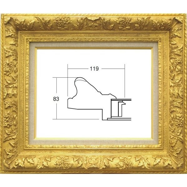 額縁 油絵/油彩額縁 成型フレーム アクリル付 7869 F10号 ゴールド 金拍卖