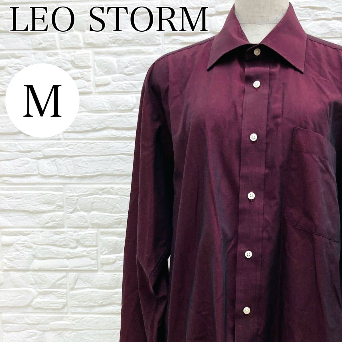 【AA3938】 LEO STORM レオストーム Mサイズ トップス シャツ 羽織り 長袖 レッド(赤) 胸ポケット メンズ ロングスリーブ フォーマル拍卖