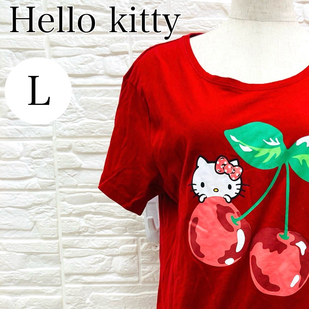 【AA3982】 HELLO KITTY ハローキティ sanrio サンリオ Lサイズ トップス Tシャツ プルオーバー カットソー キャラクター プリント レッド拍卖