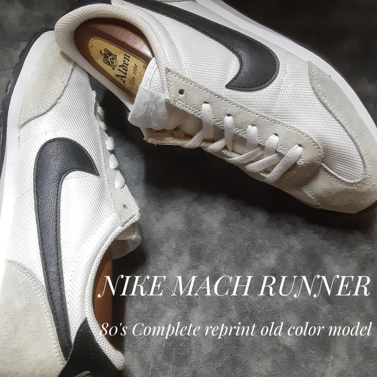 最値!80's完全復刻!オールドカラー!ナイキ マッハランナー高級レトロランニング スニーカー!グレー×ホワイト×ブラック!灰色白黒 希少25cm拍卖