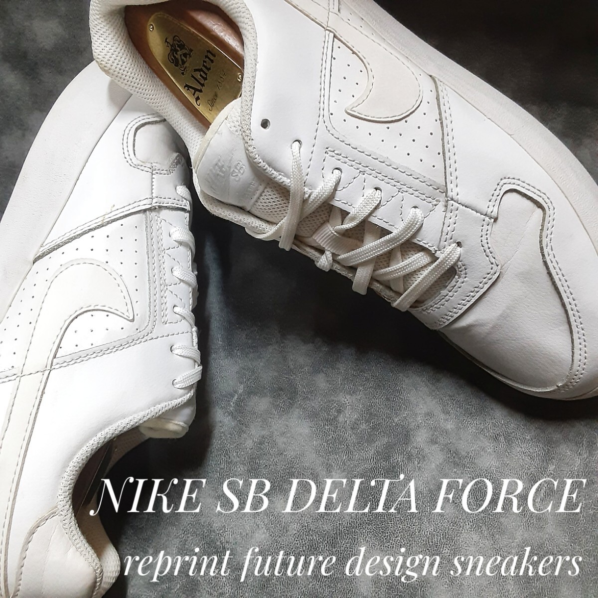 最値!希少20年製!90's復刻オールドロゴ!フューチャーデザイン!ナイキ SB デルタフォース高級シンセレザー スニーカー!ホワイトアウト!白 25拍卖