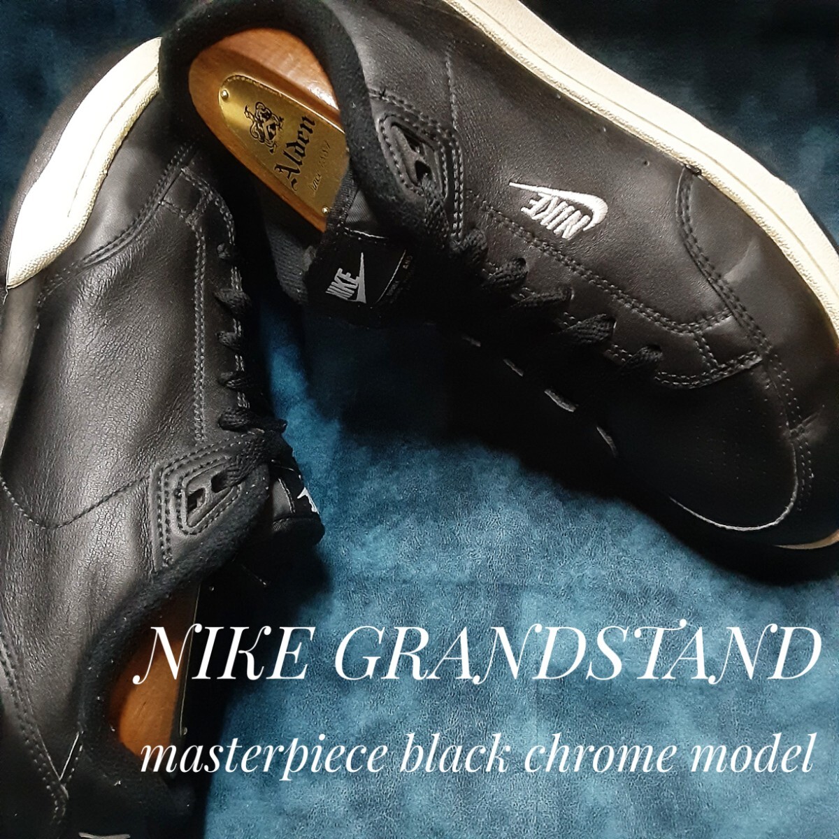 最値!定9680円!名作18製!ブラッククローム!90's復刻!スモールスウォッシュ!ナイキ グランドスタンド高級カレザー スニーカー!黒白 26cm拍卖