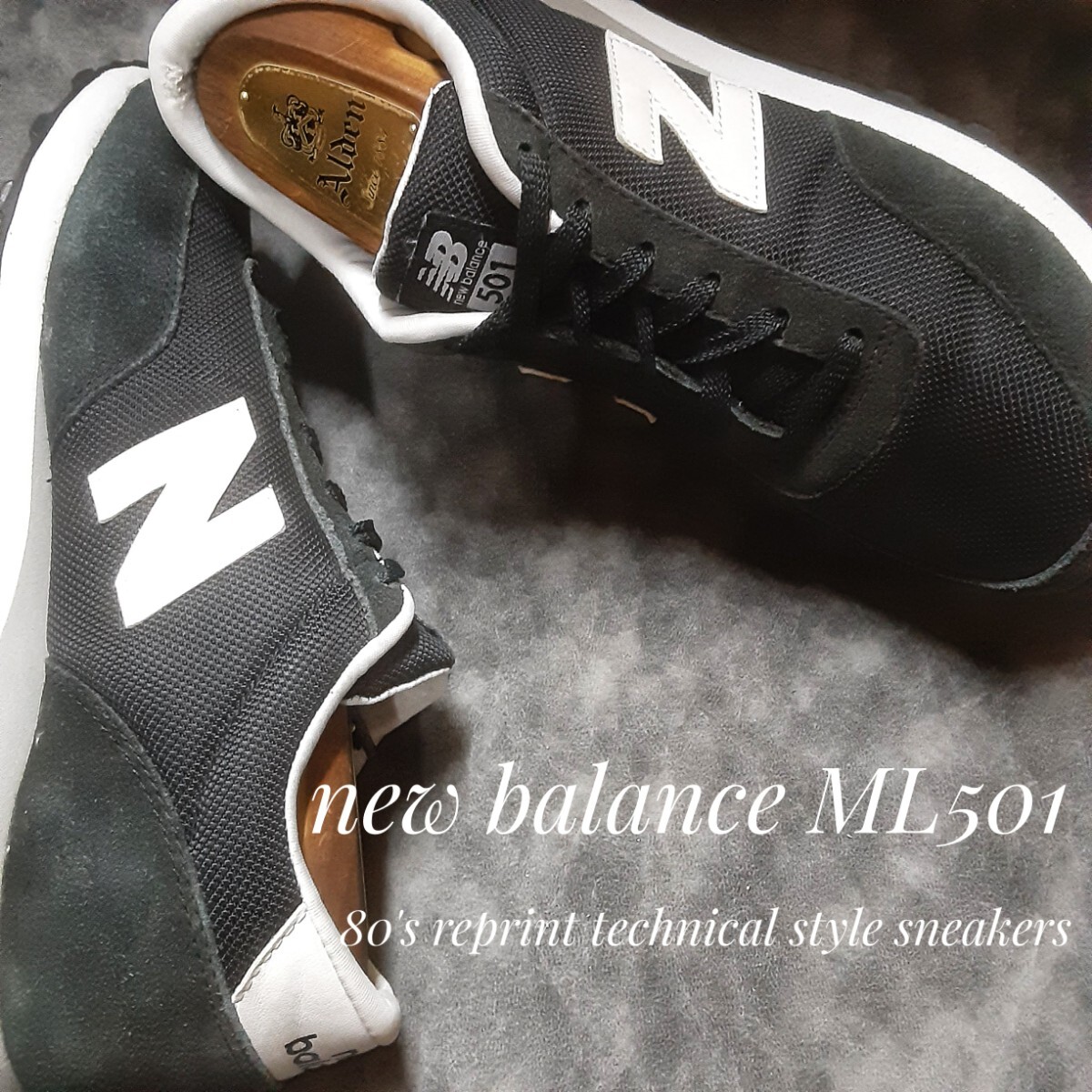 最値!定8789円!80's復刻!テクニカルスタイル!名作ヘリテージシルエット!ニューバランス ML501高級スニーカー!ブラック!黒灰色白 25.5cm拍卖