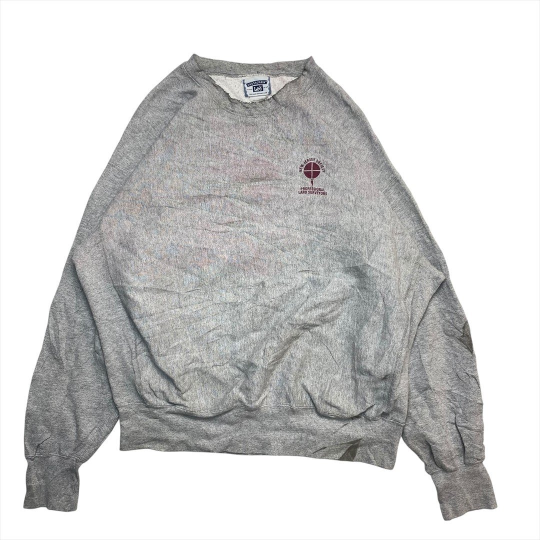 Vintage 90s リー NEW JERSEY SOCIETY OF LAND SURVEYORS ロゴ スウェット トレーナー グレー Lee 古着 メンズ FREE スエット ビンテージ拍卖