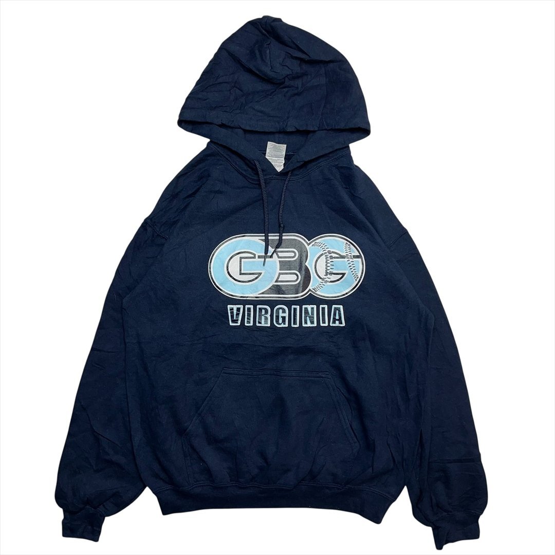 Vintage 00s GILDAN ギルダン GBG VIRGINIA ロゴ スウェット パーカー ネイビー 古着 メンズ M スエット カレッジ ヴィンテージ ビンテージ拍卖