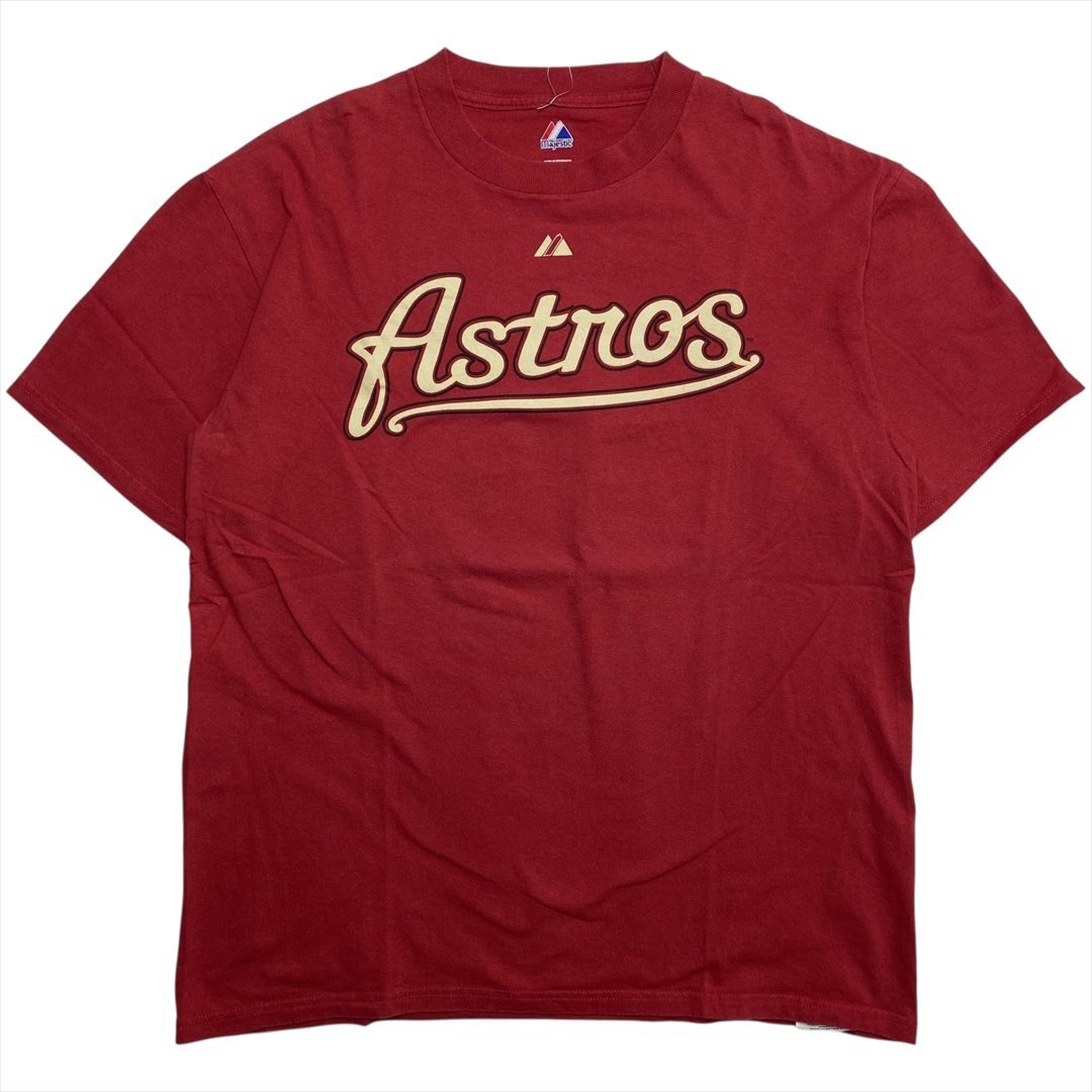 Vintage Majestic マジェスティック MLB アトランタ ブレーブス Tシャツ 半袖 レッド 古着 メンズ L Carlos Lee 45 ヴィンテージ拍卖