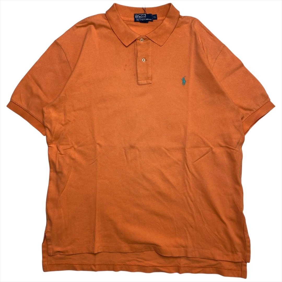 Vintage 90s-00s ポロ ラルフローレン ワンポイント 刺繍 ロゴ ポロシャツ オレンジ POLO Ralph Lauren 古着 メンズ XL ヴィンテージ拍卖