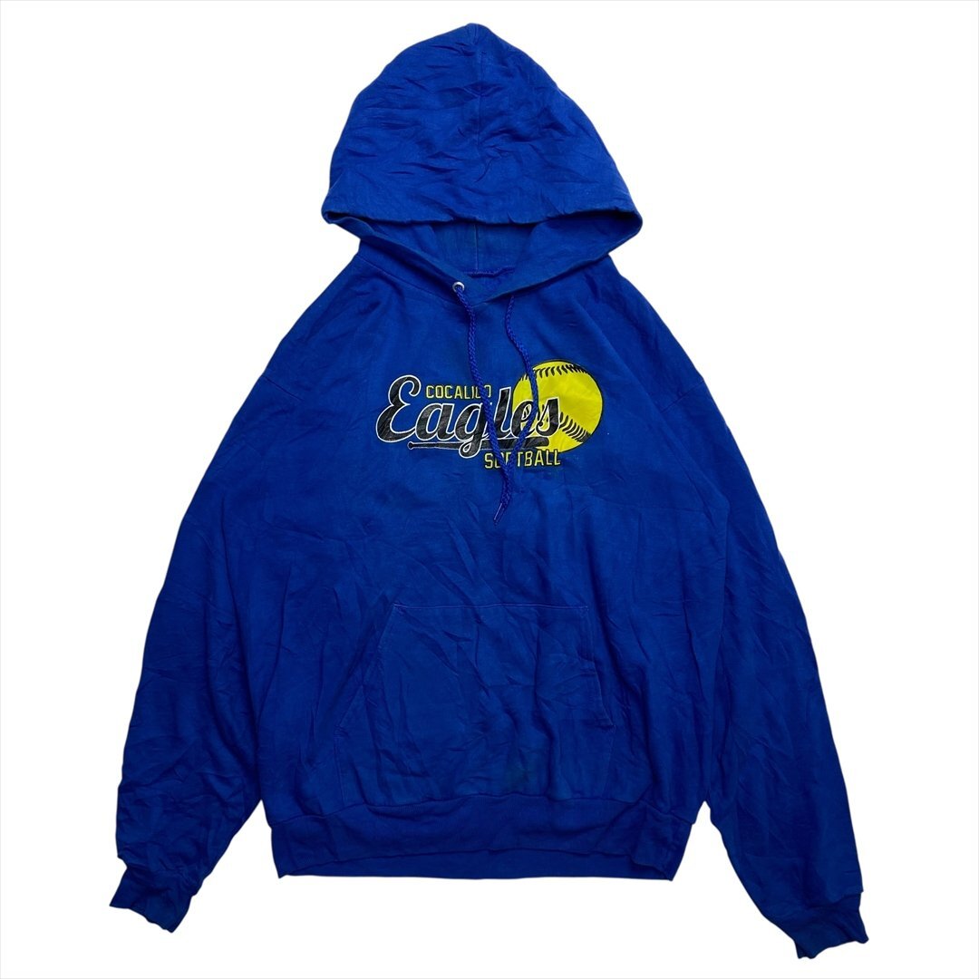 Vintage 00s Hanes ヘインズ COCALICO EAGLES SOFTBALL ロゴ スウェット パーカー ブルー 古着 メンズ M スエット ヴィンテージ ビンテージ拍卖