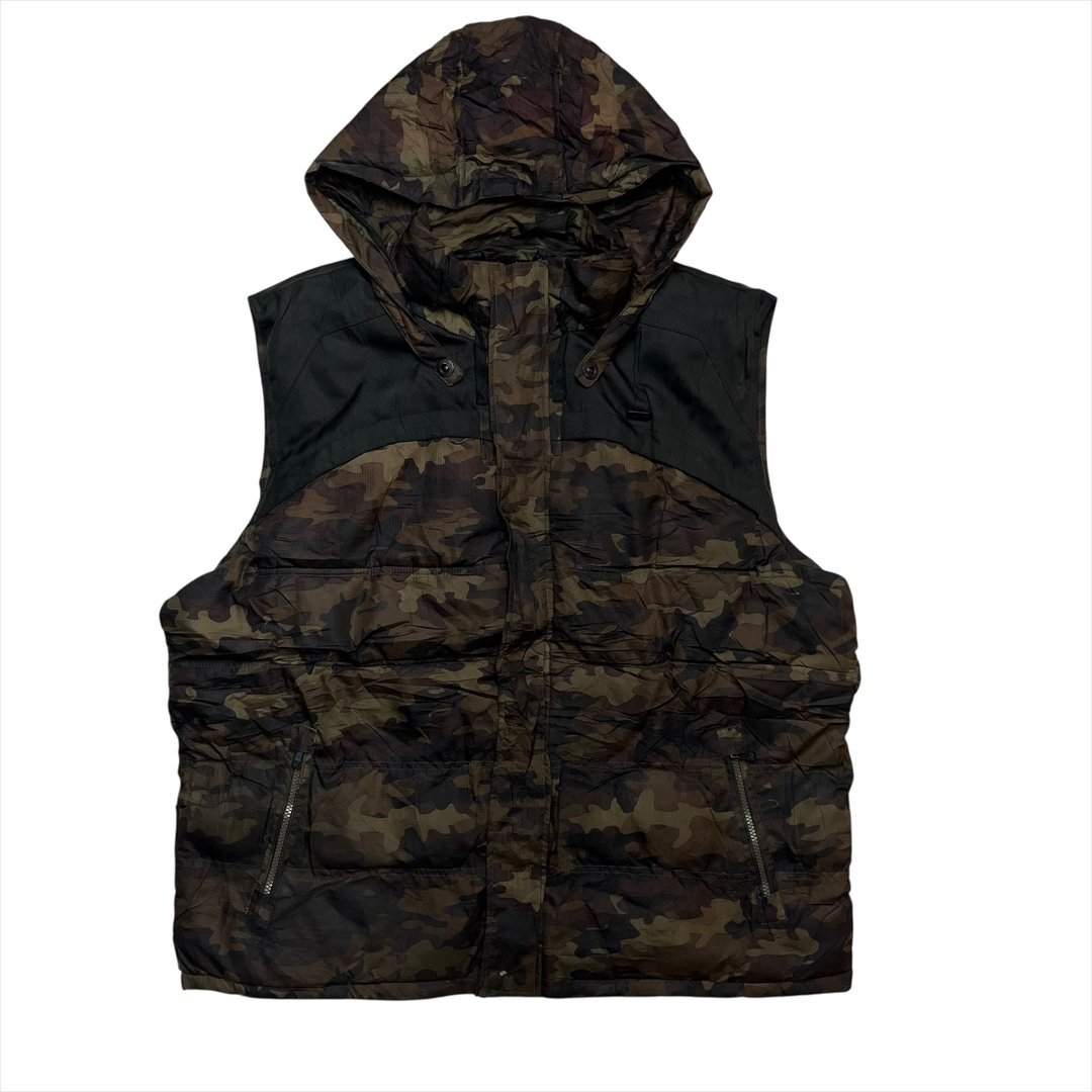 【訳アリ】 Vintage ROCAWEAR ロカウェア ウインター フーディ パファー ベスト 迷彩 古着 メンズ XXL パーカー ダウン ヴィンテージ拍卖