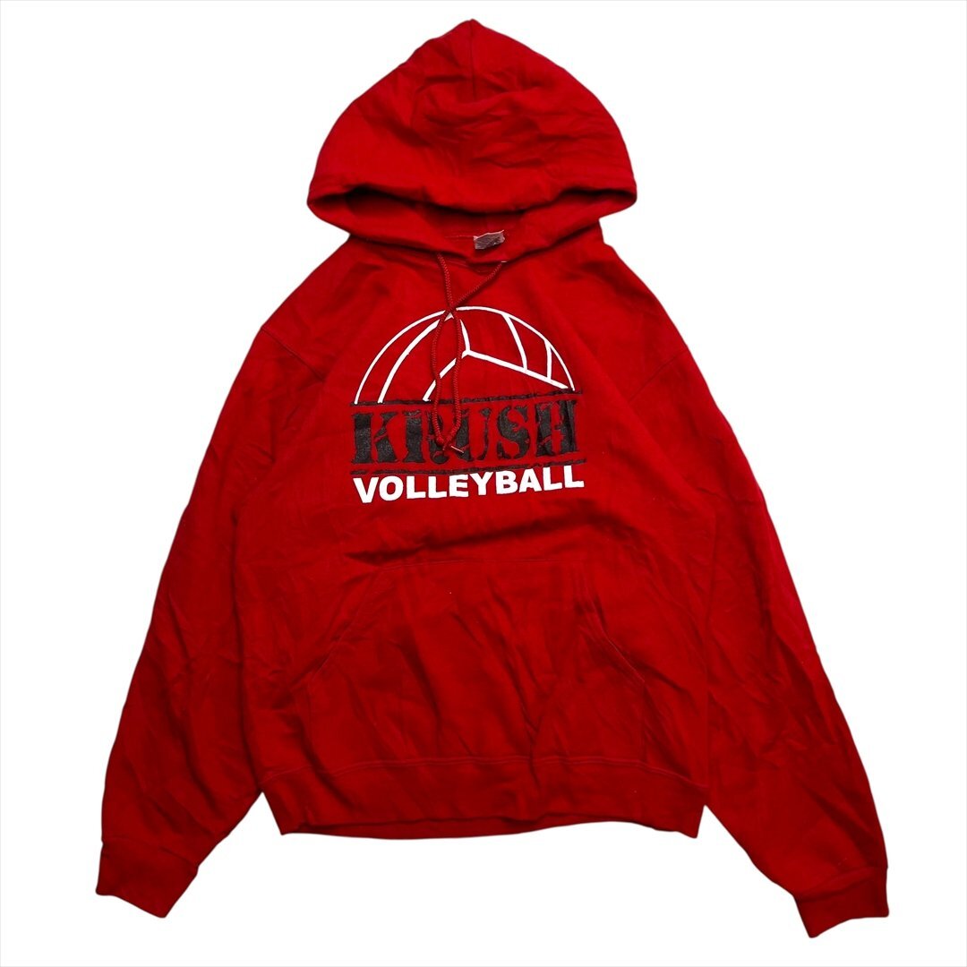 Vintage JERZEES ジャージーズ KRUSH VOLLEYBALL ロゴ スウェット パーカー レッド 古着 メンズ M スエット バレーボール ビンテージ拍卖