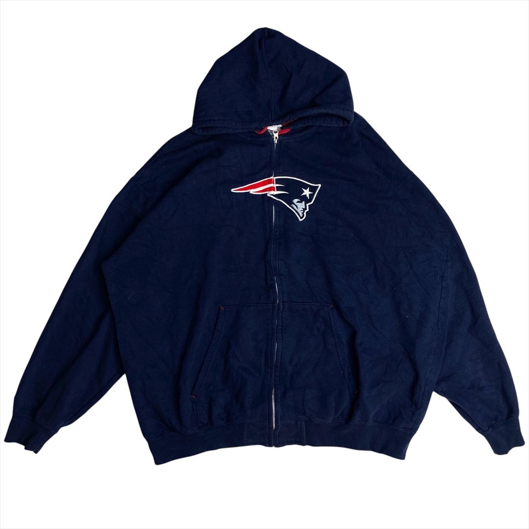 Vintage NFL ニューイングランド ペイトリオッツ 刺繍 ロゴ スウェット パーカー ネイビー 古着 メンズ FREE ヴィンテージ ビンテージ拍卖