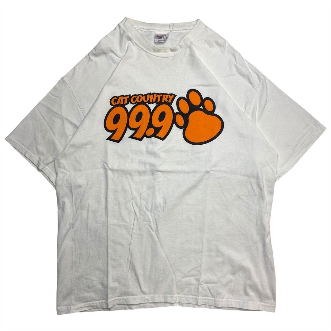 Vintage 90s-00s Hanes ヘインズ CAT COUNTRY 99.9 ロゴ Tシャツ 半袖 ホワイト 古着 メンズ XL カントリーミュージック ラジオ局拍卖