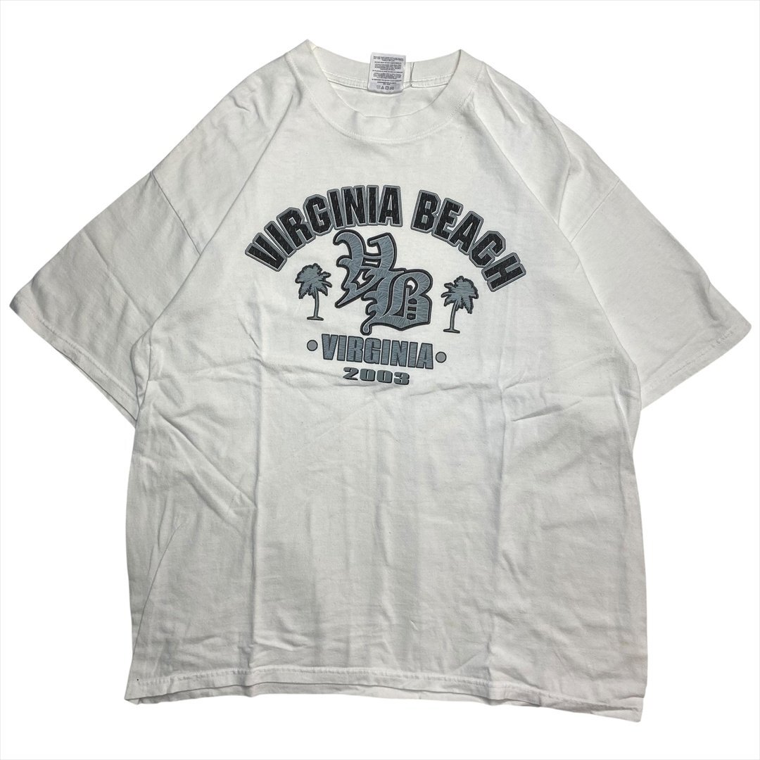 Vintage 00s Jerzees ジャージーズ バージニアビーチ Virginia Beach 2003 ロゴ Tシャツ 半袖 ホワイト 古着 メンズ XL ヴィンテージ拍卖