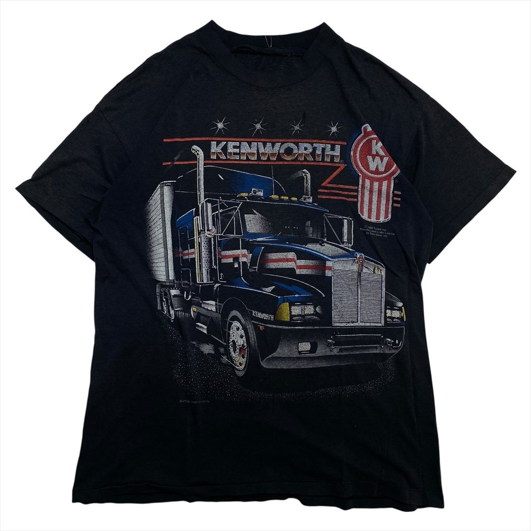 Vintage 80s Kenworth Tonkin 1988 プリント Tシャツ 半袖 ブラック 古着 メンズ FREE トラック トラッカー SSI ヴィンテージ ビンテージ拍卖