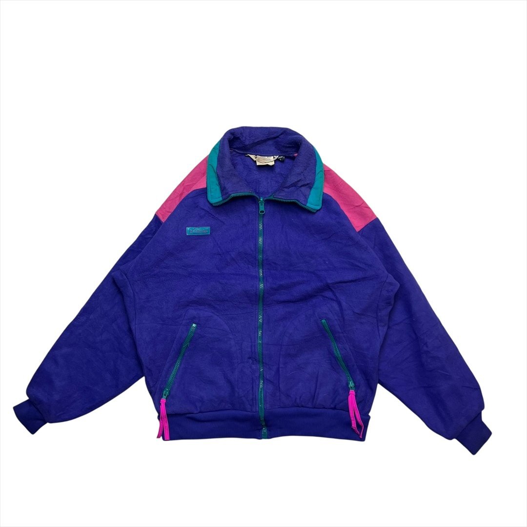 Vintage 90s コロンビア フルジップ フリース ジャケット パープル Columbia 古着 レディース L USA製 ヴィンテージ ビンテージ拍卖