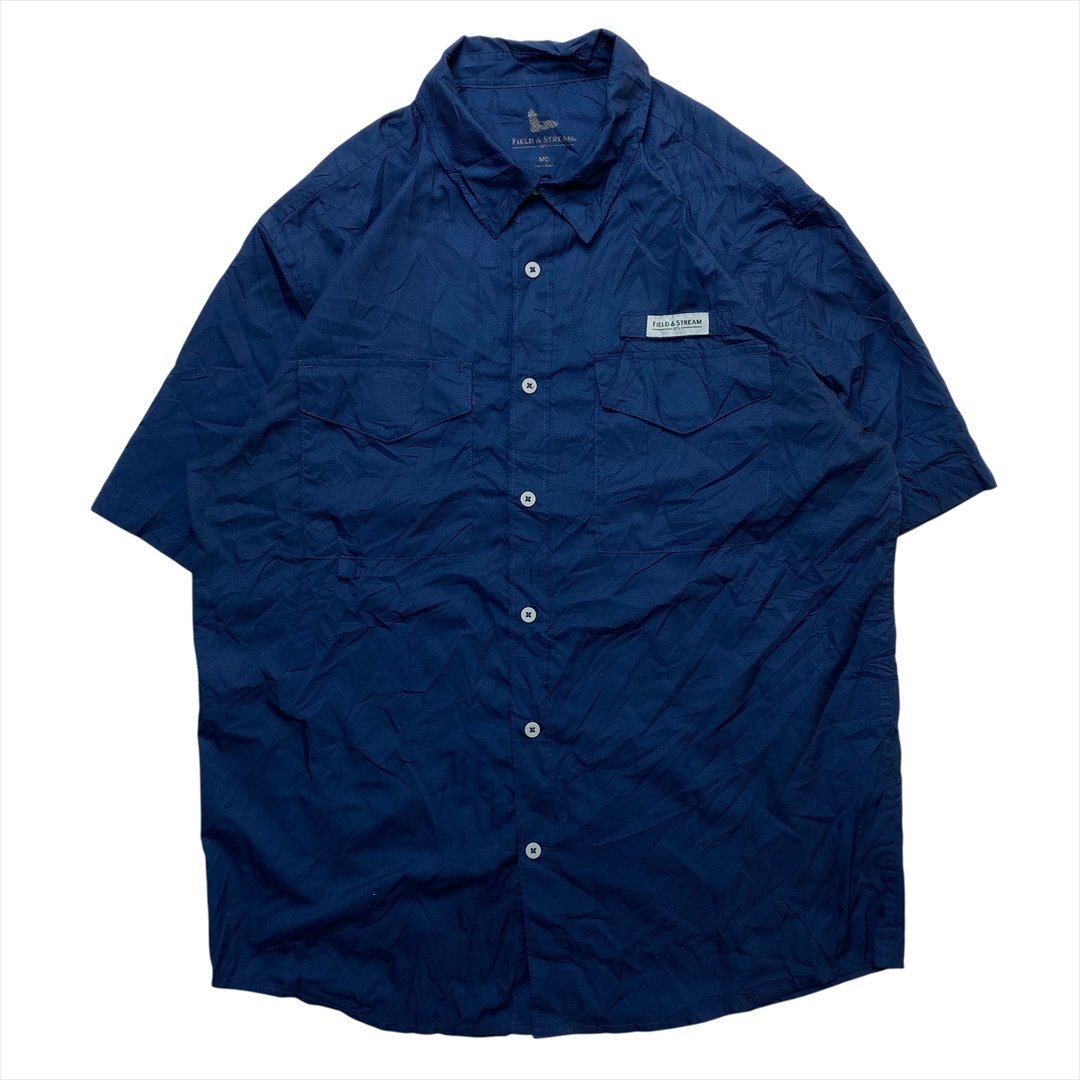 Vintage Field&Stream ラティテュード フィッシング シャツ 半袖 ネイビー 古着 メンズ M アウトドア サマー ビンテージ ヴィンテージ拍卖