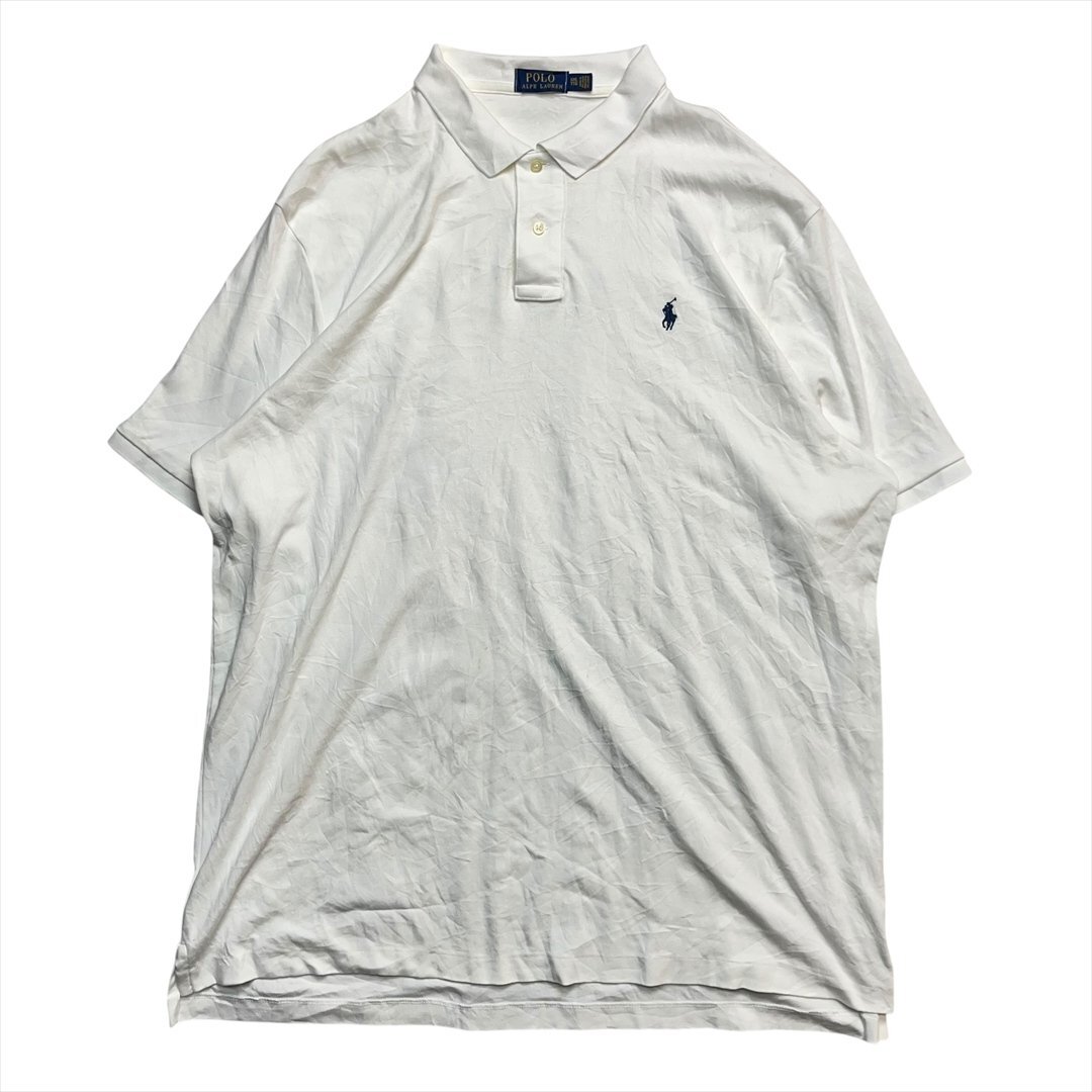 Vintage ポロ ラルフローレン ワンポイント 刺繍 ロゴ ポロシャツ ホワイト POLO Ralph Lauren 古着 メンズ XXL 半袖 ヴィンテージ拍卖