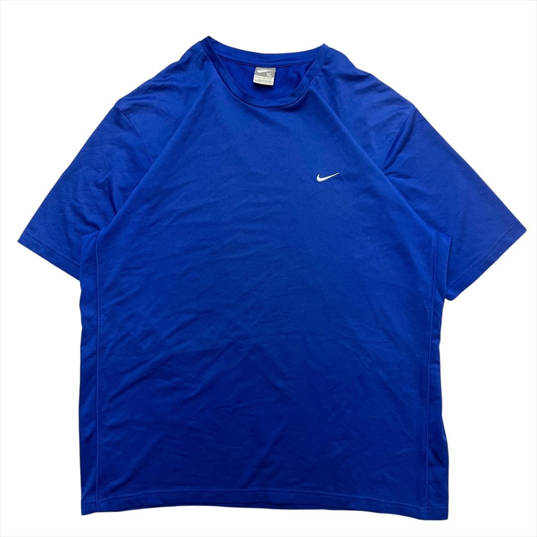 Vintage NIKE ナイキ ワンポイント 刺繍 ロゴ Tシャツ 半袖 メンズ XL ブルー 古着 トレーニング ウォーキング ウェア ヴィンテージ拍卖