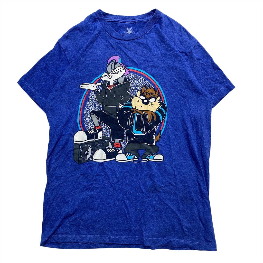 Vintage LOONEY TUNES ルーニーテューンズ Tシャツ 半袖 レディース M ブルー 古着 バッグスバニー & タズマニアンデビル ヴィンテージ拍卖
