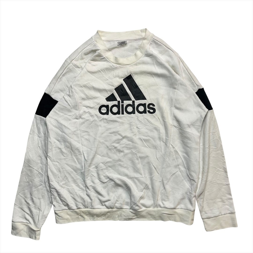 Vintage adidas アディダス ビッグロゴ スウェット トレーナー メンズ FREE ホワイト 古着 長袖 ウェア スエット ビンテージ ヴィンテージ拍卖