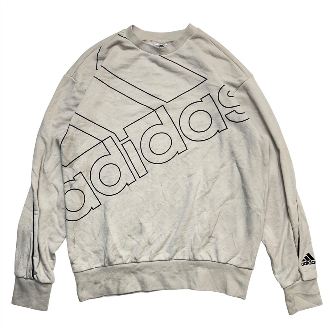 Vintage adidas アディダス ビッグロゴ スウェット トレーナー メンズ M ベージュ 古着 スエット ビンテージ ヴィンテージ拍卖