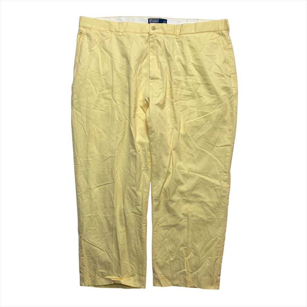 Vintage 90s POLO Ralph Lauren ポロ ラルフローレン ノータック ポロチノ パンツ チノパン メンズ W42 イエロー 古着 L30 だぼパン拍卖