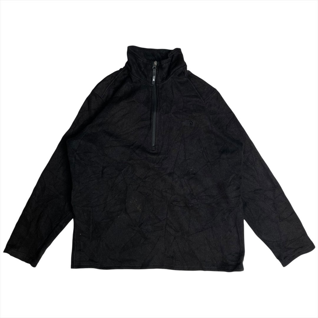 Vintage THE NORTH FACE ザ ノースフェイス ハーフジップ 裏地フリース ニット プルオーバー トップス メンズ L ブラック 古着 ビンテージ拍卖