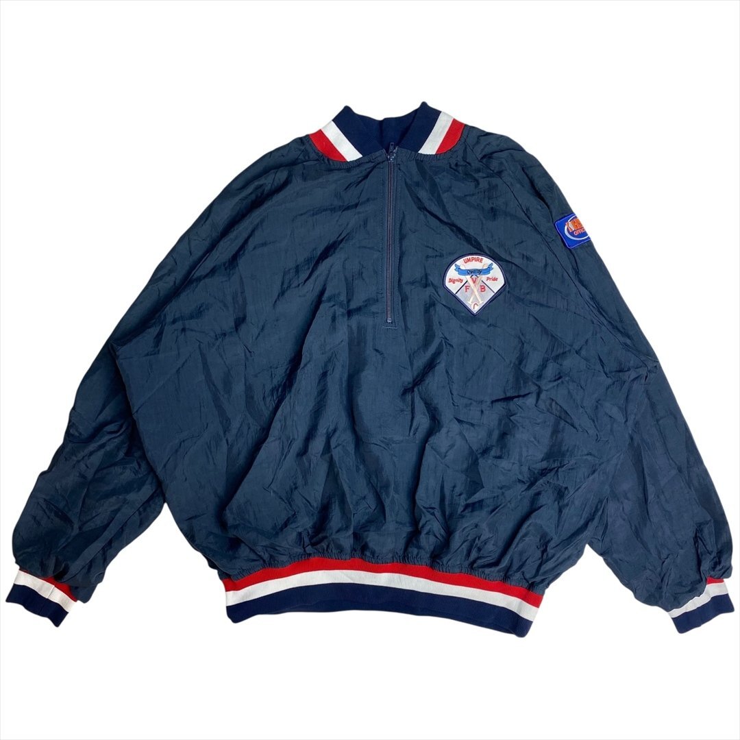 Vintage Honig's ハーフジップ 野球 審判用 プルオーバー トップス メンズ XXL ネイビー 古着 ピステ ジャケット ベースボール ビンテージ拍卖