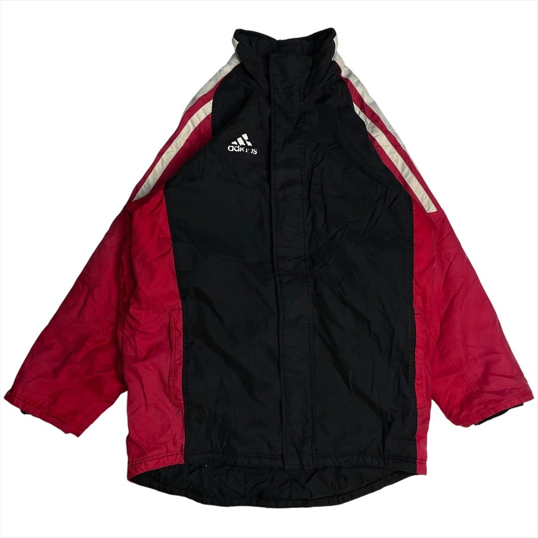 Vintage 90s adidas アディダス US La Gacilly ロゴ ナイロン パファー ジャケット メンズ XL ブラック 古着 中綿 ハーフコート ビンテージ拍卖