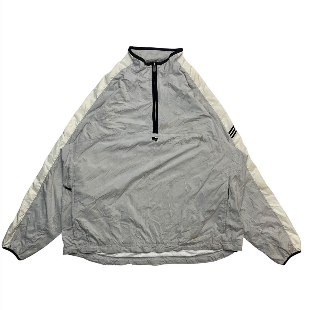 【訳アリ】 Vintage 90s-00s adidas アディダス ハーフジップ ナイロン プルオーバー トップス メンズ XL グレー 古着 ヴィンテージ拍卖