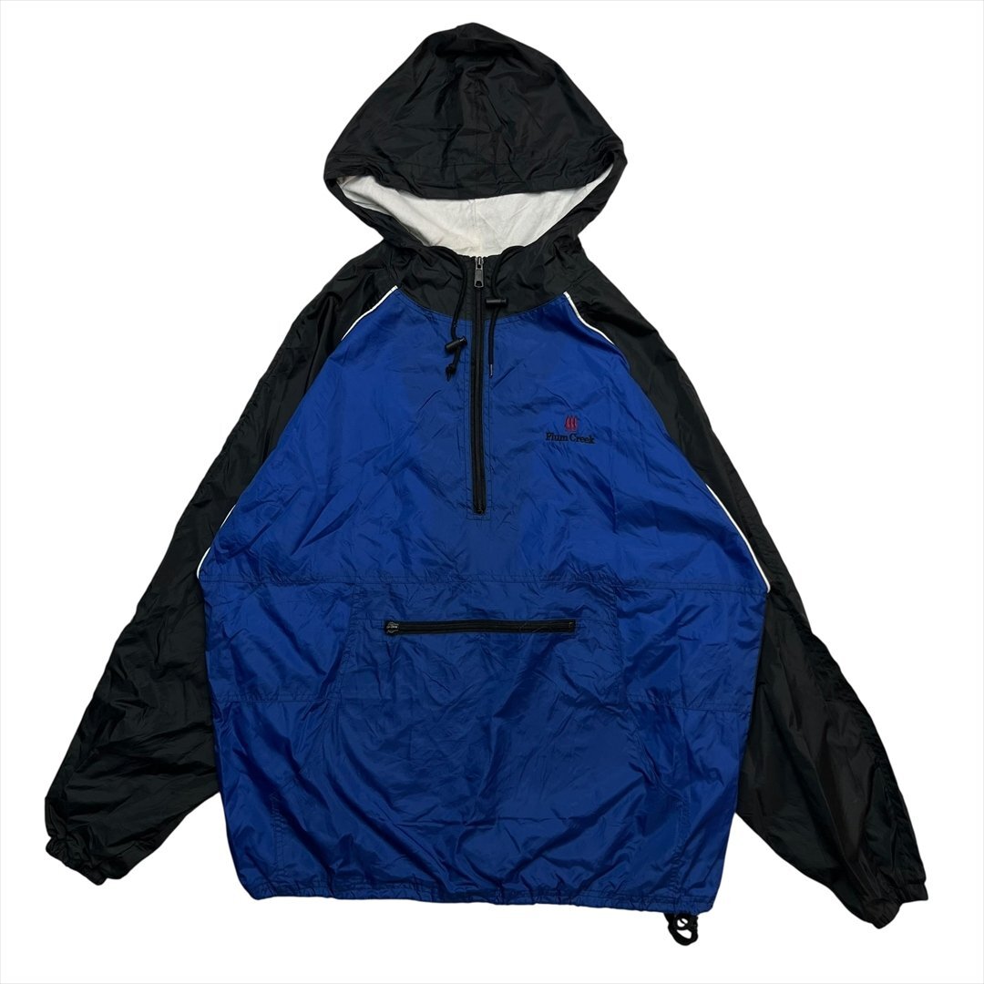 Vintage 90s PORT&COMPANY ハーフジップ ナイロン アノラック パーカー メンズ L ブルー 古着 ウィンド ウインド ブレーカー ヴィンテージ拍卖