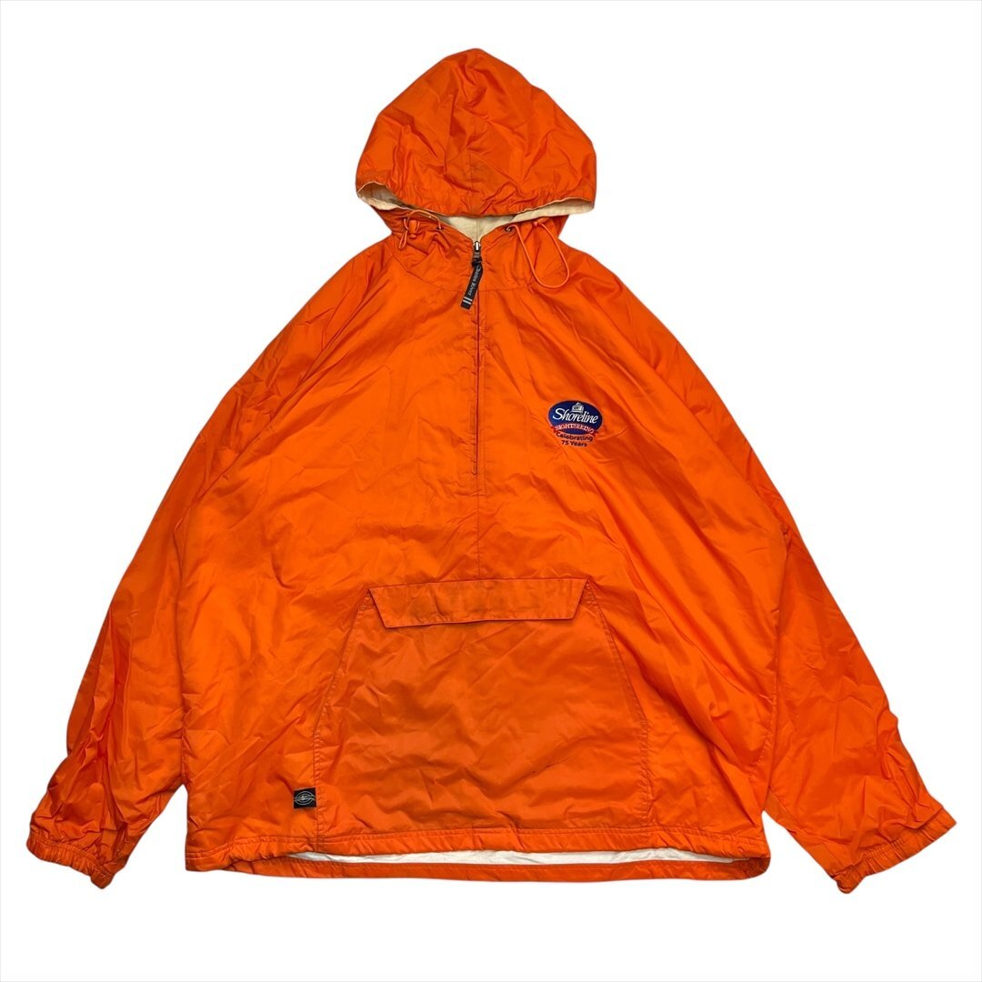 Vintage CHARLES RIVER ハーフジップ ナイロン アノラック パーカー メンズ XXL オレンジ 古着 ウィンド ウインド ブレーカー ヴィンテージ拍卖