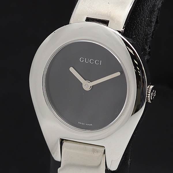 1円 保/箱付 稼働 良品 グッチ 6700L QZ 黒文字盤 レディース腕時計 0198000 7BJT IGR拍卖