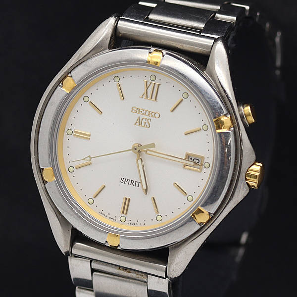 1円 稼働 セイコー スピリット AGS ホワイト文字盤 AT/自動巻 メンズ腕時計 0132000 7BJT KTU拍卖
