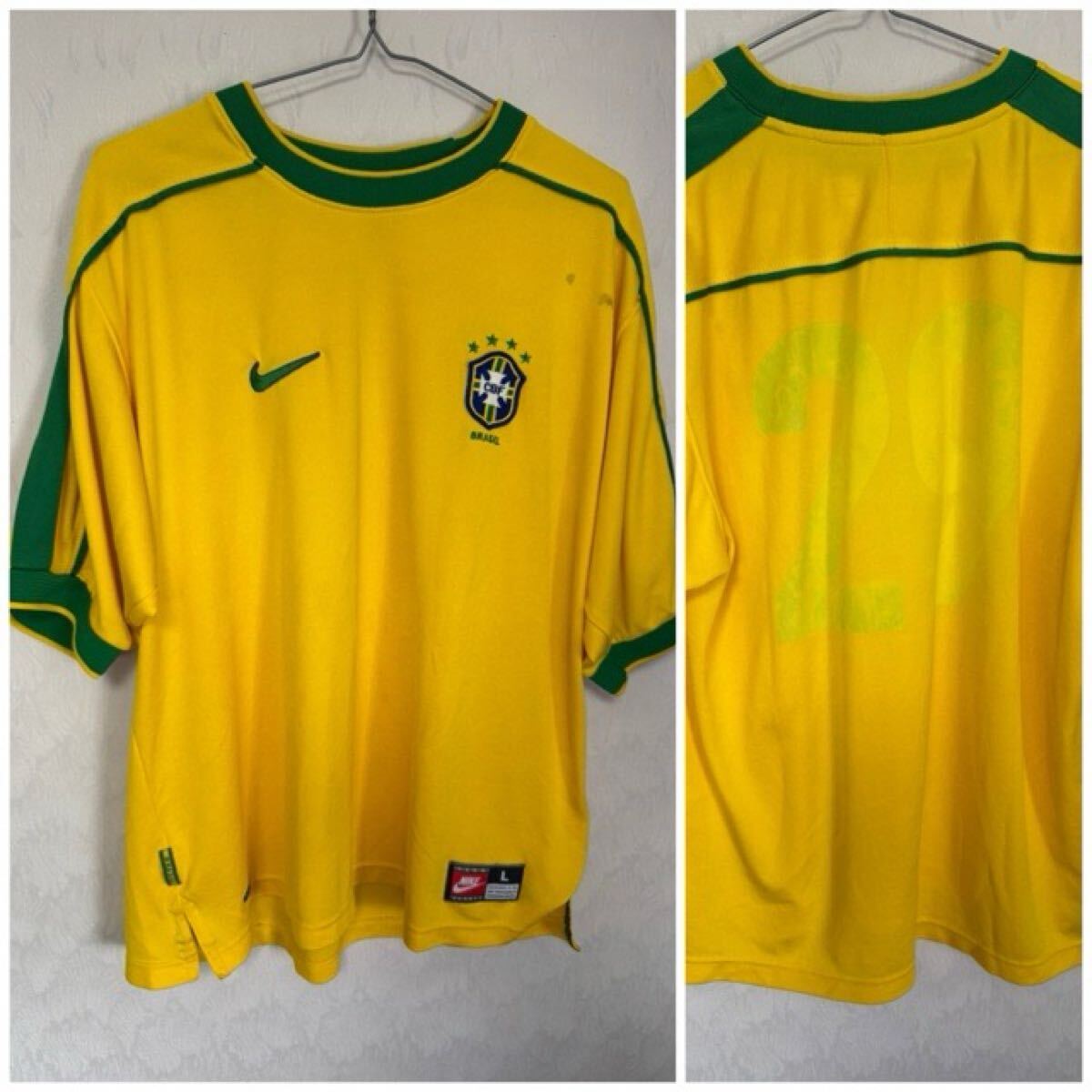 ブラジル代表 98年 W杯 モデル ユニフォーム ナイキ NIKE UK製 Lサイズ ユニホーム イギリス 拍卖