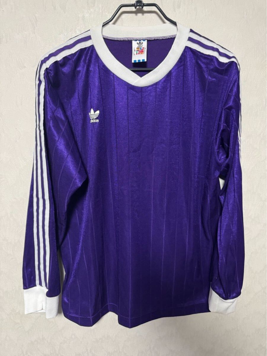 ヴィンテージ アディダス adidas 長袖 ゲームシャツ 80 90年代 USA製 LIGA CUP L/S パープル ストライプ 拍卖