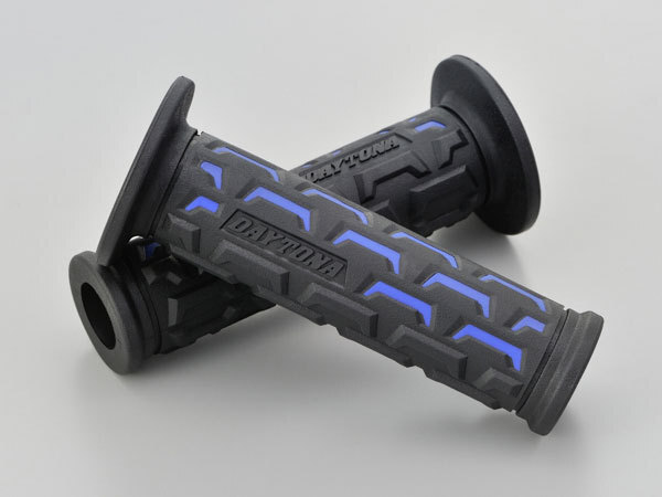 デイトナ DAYTONA GRIPPY GRIP グリッピーグリップ φ22.2ハンドル用 【GG-D-GROUND】 ブラック×ブルー 122mm エンド貫通 25175拍卖