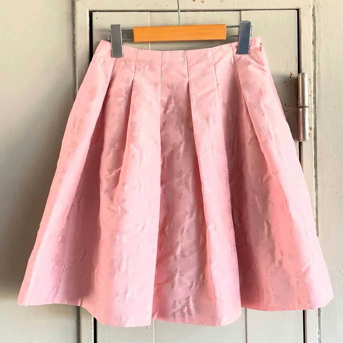 M'S GRACY エムズグレイシー スカート ひざ丈 ボトムス プリーツ プリーツスカート S ピンク 花柄 美品拍卖