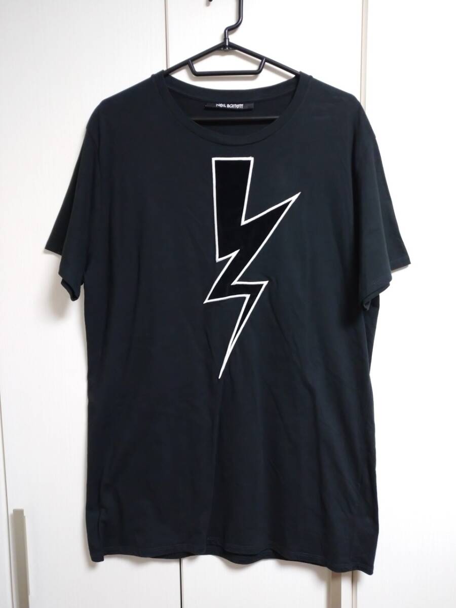 ニール・バレット NEIL BARRETT Tシャツ サンダー メンズ 黒 ブラック S PNJT44P E536C MMAOAII拍卖