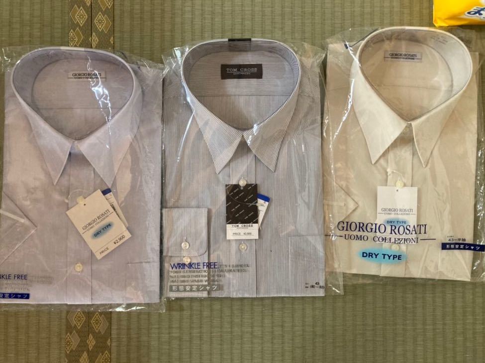 メンズ ワイシャツ 長袖半袖 えり43 カッターシャツL拍卖