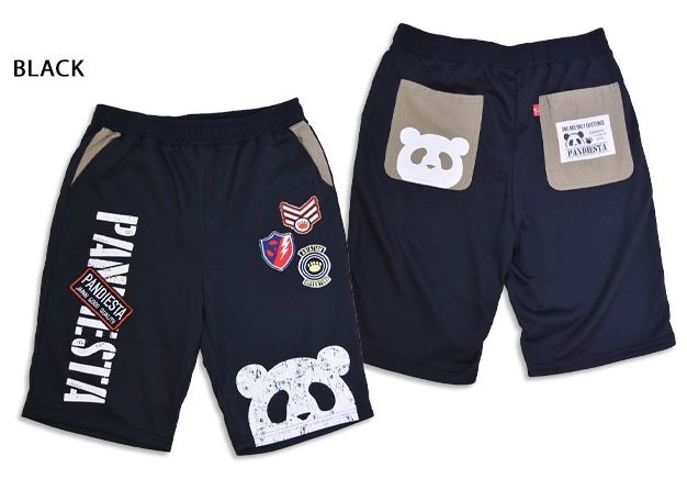 ミリタリースウェットショートパンツ◆PANDIESTA JAPAN ブラック Mサイズ 585961 パンディエスタジャパン パンダ ハーフパンツ 短パン拍卖