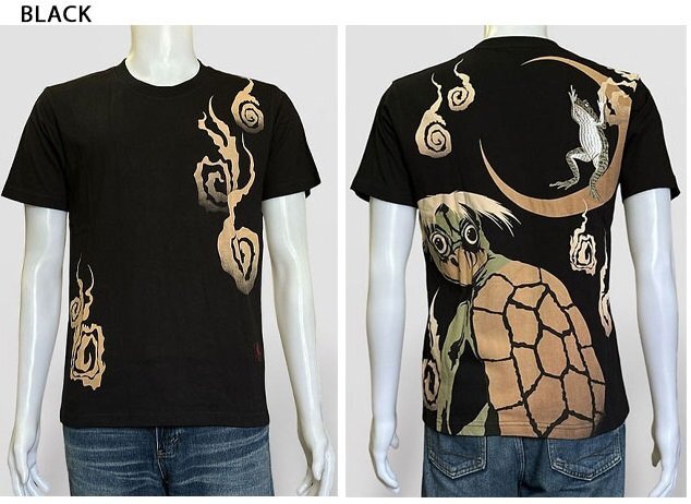 ギョロッと河童半袖Tシャツ◆参丸一 ブラック XXLサイズ SM-202101 和柄 和風 蛙 さんまるいち かえる カッパ拍卖