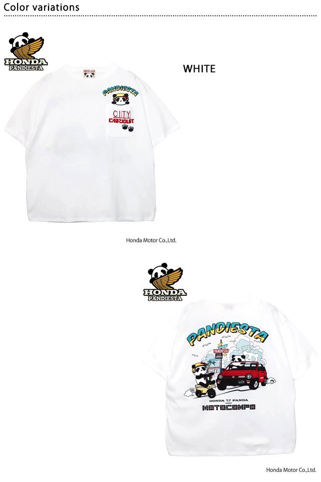HONDA×PANDIESTA シティとモトコンポ ポケット半袖Tシャツ◆PANDIESTA JAPAN ホワイト Lサイズ 585504 パンディエスタジャパン パンダ拍卖