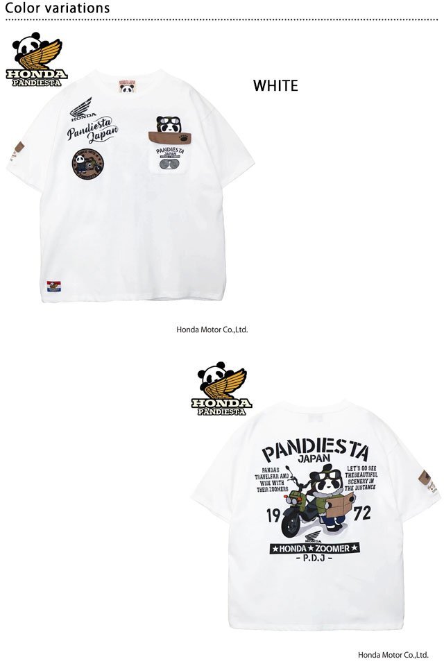 HONDA×PANDIESTA ZOOMER ミリタリー半袖Tシャツ◆PANDIESTA JAPAN ホワイト XXLサイズ 585505 パンディエスタジャパン パンダ ホンダ拍卖