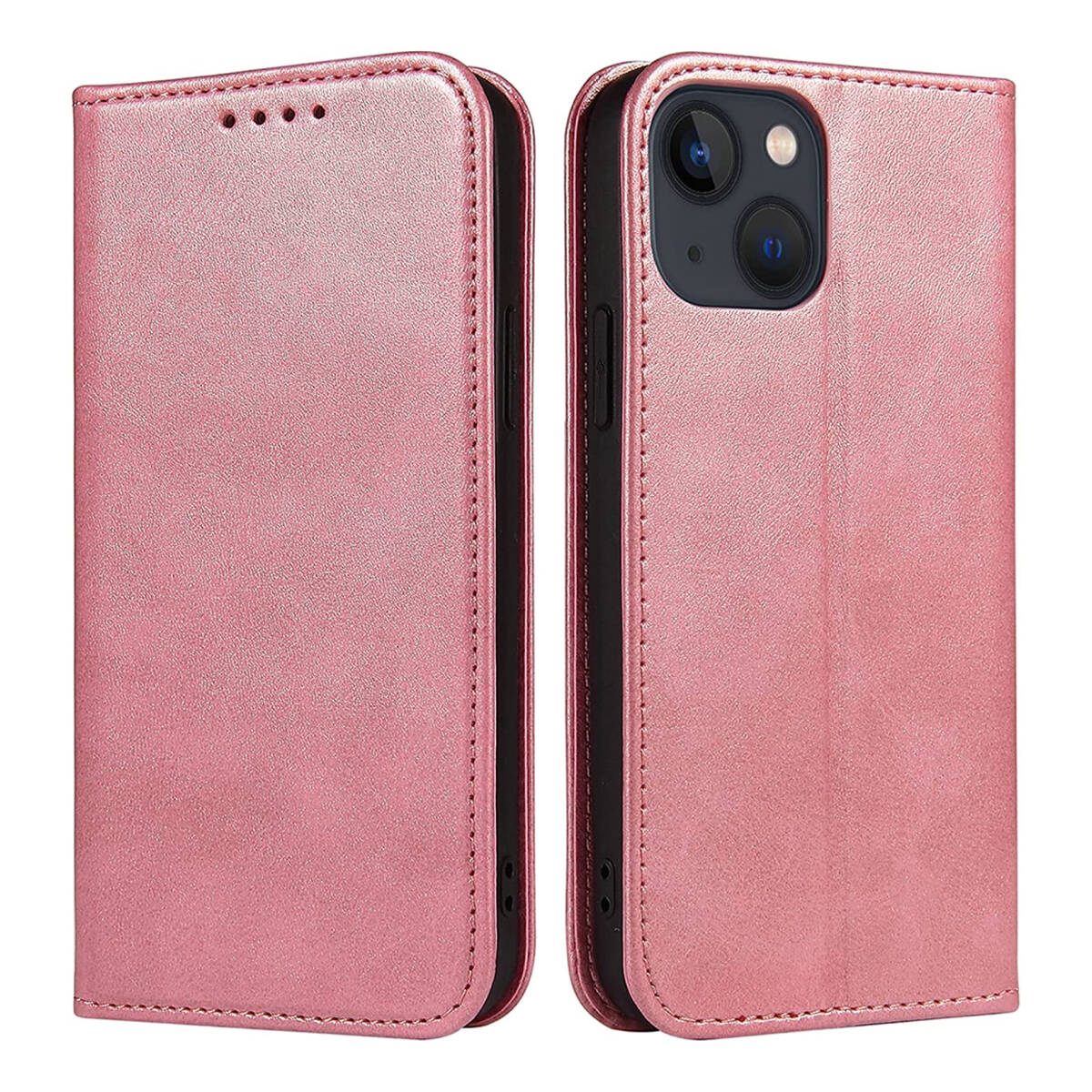 iPhone13ケース 手帳型 レザー 耐衝撃 軽量 着脱しやすい 放熱性 マグネット式 カード収納 スタンド機能 バラゴールド ay599拍卖