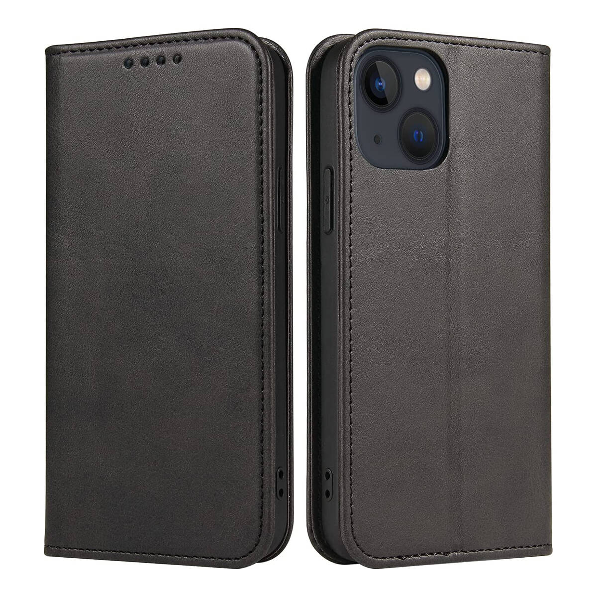 iPhone13ケース 手帳型 レザー 耐衝撃 軽量 着脱しやすい 放熱性 マグネット式 カード収納 スタンド機能 ブラックay600拍卖
